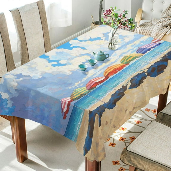 BZSMCE Square Tablecloth Beach Scene Pattern Tableclothes
