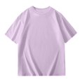 thumbnail image 5 of Girls Shirts Size 9-10 Short Sleeve Casual Round Neck Fashion Cute Print T-Shirt Soft and Comfortable Oversized Pullovers(Solid, A01-Light Purple, 9-10 Years), 5 of 6