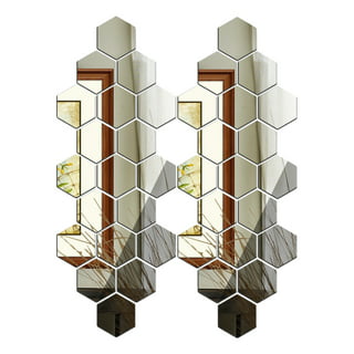 Hexagon Mirror Wall Sticker, 12 Pieces Acrylic Mirror Self Adhesive Mirror  Tiles, Aesthetic Wall Decor for Bedroom Living Room 