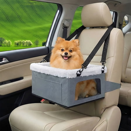 LAKWAR Dog Car Seat for Small Dogs-Booster Car Seat Sturdy with Metal Frame Safety Leash Comfort Cushion for Pets up to 20 lbs