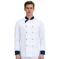 thumbnail image 2 of Unisex Chef Coat Men's Long Sleeve Chef Jacket Restaurant Kitchen Cooking Chef Uniform White S, 2 of 6