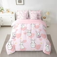 thumbnail image 2 of Cartoon Rabbit 7 Pieces Bedding Set Cute Bunnies King Comforter Set with Sheets Room Decor Pink Love Heart Bed in a Bag Jungle Animal Bed Set, 2 of 5