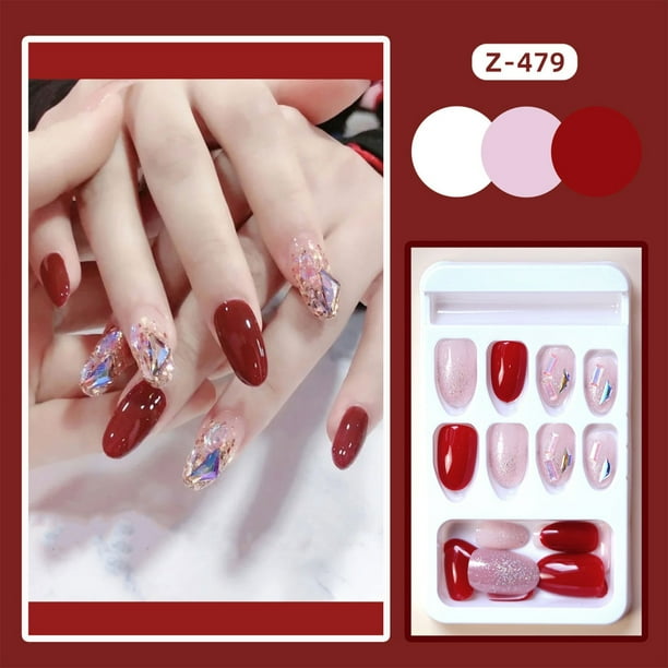 Rhinestones Artificial Winter False Nails No Gel or UV Light Needed Easy to Apply for Beginner in Nail Art Use Jelly Glue Model Rhinestones Artificial Winter False Nails No Gel or UV Light Needed Easy to Apply for Beginner in Nail Art Use Jelly Glue Model