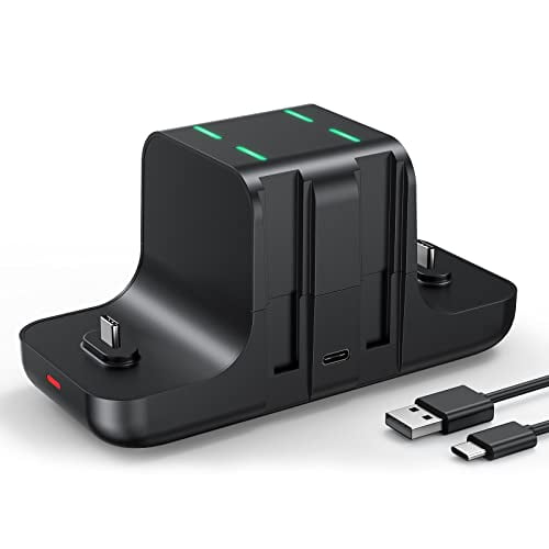 Controller Charger Dock for Nintendo Switch Pro Controller and Joy con,6-in-1 Fast Charging Dock Station for Switch & OLED Model & Lite with Charging Indicator and Type C Charging Cable