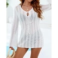 thumbnail image 5 of Women Crochet Swim Cover Up Summer Bathing Suit Hollow Out Long Sleeve Dress Coverup Mesh Knit Beach Outfits, 5 of 5