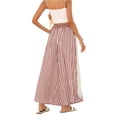 thumbnail image 4 of Sewkxo Womens Wide Leg Striped Boho Palazzo Pants with Lace Panel Summer Loose Elastic Waist Beach Vacation Lounge Pants,Deep Red M, 4 of 7