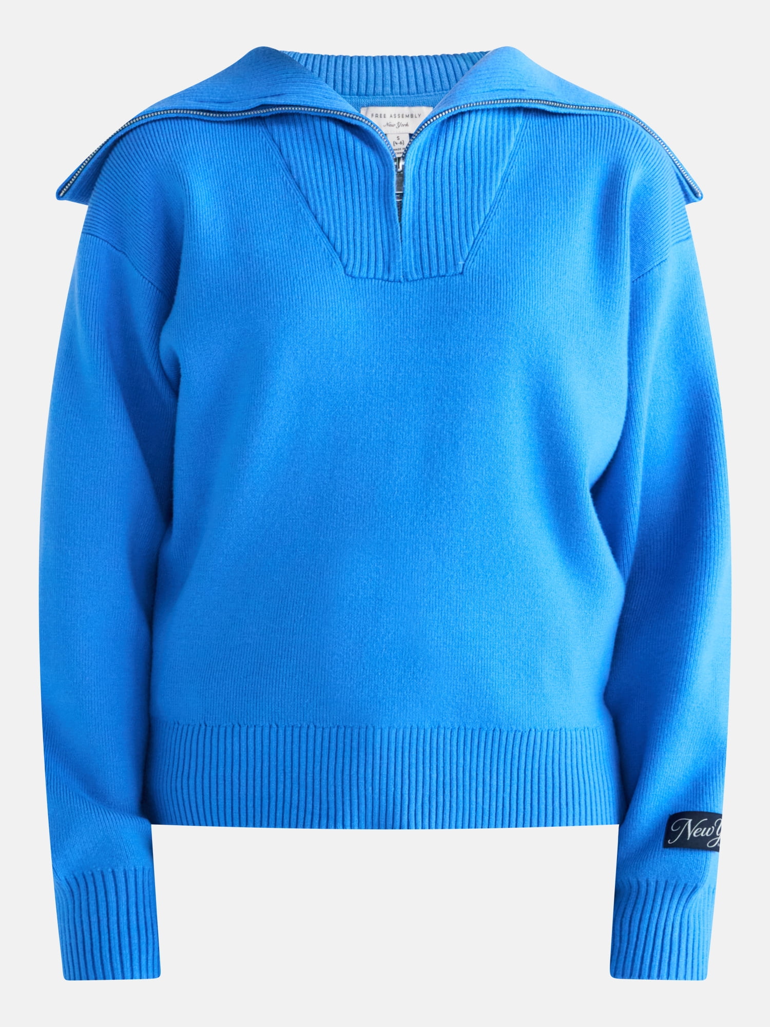 Free Assembly Women's and Women Plus Quarter-Zip Sweater, Midweight, Sizes XXS-4X