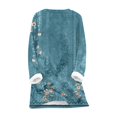 thumbnail image 4 of Tejiojio Women Clothes Women's Winter Leisure Temperament Fashion Plush Warm Underwear Ethnic Wind Flower Long Sleeve Round Neck Top, 4 of 4