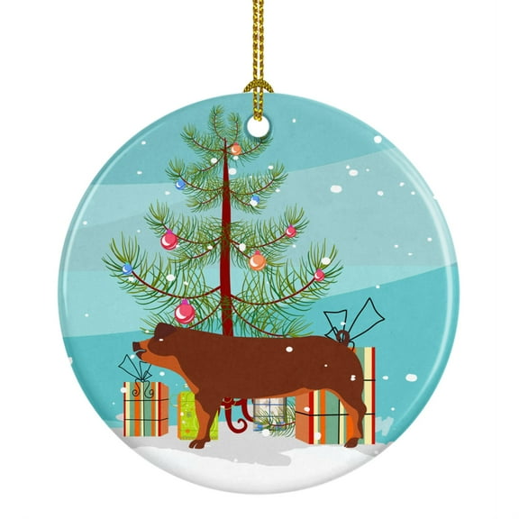 Caroline's Treasures Duroc Pig Christmas Ceramic Ornament