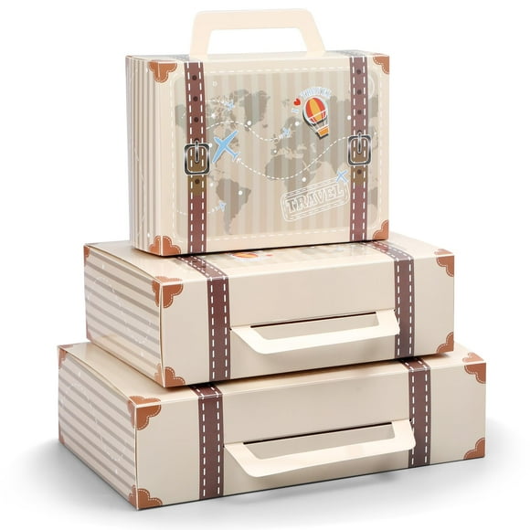 Juego de maletas decorativas Weekgrat, diseño vintage de viajes, 6 unidades
