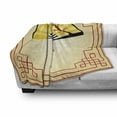 thumbnail image 3 of East Soft Flannel Fleece Blanket, Japanese Culture Hand Fan with Cherry Blossom and Traditional Lines Design, Cozy Plush for Indoor and Outdoor Use, 50" x 60", Sand Brown Yellow Red, by Ambesonne, 3 of 6