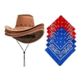 thumbnail image 4 of Paquete de 6 sombreros de vaquero occidental sombrero de protección solar para espectáculo de escenario de viaje, 4 of 8