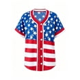 thumbnail image 3 of Women's American Flag Button Down Shirt Patriotic USA Short Sleeve Shirts 4th of July Baseball Tee Top, 3 of 3