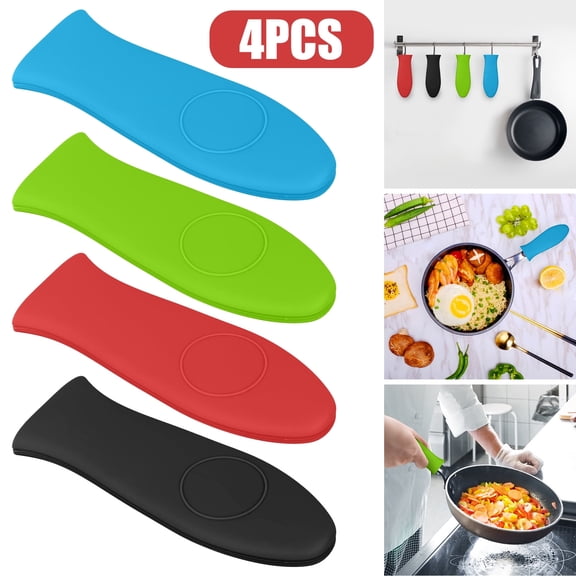 4pcs Hot Handle Holders, Heat Resistant Pot Handle Covers, Griddle Grip Sleeves for Cast Iron Skillets