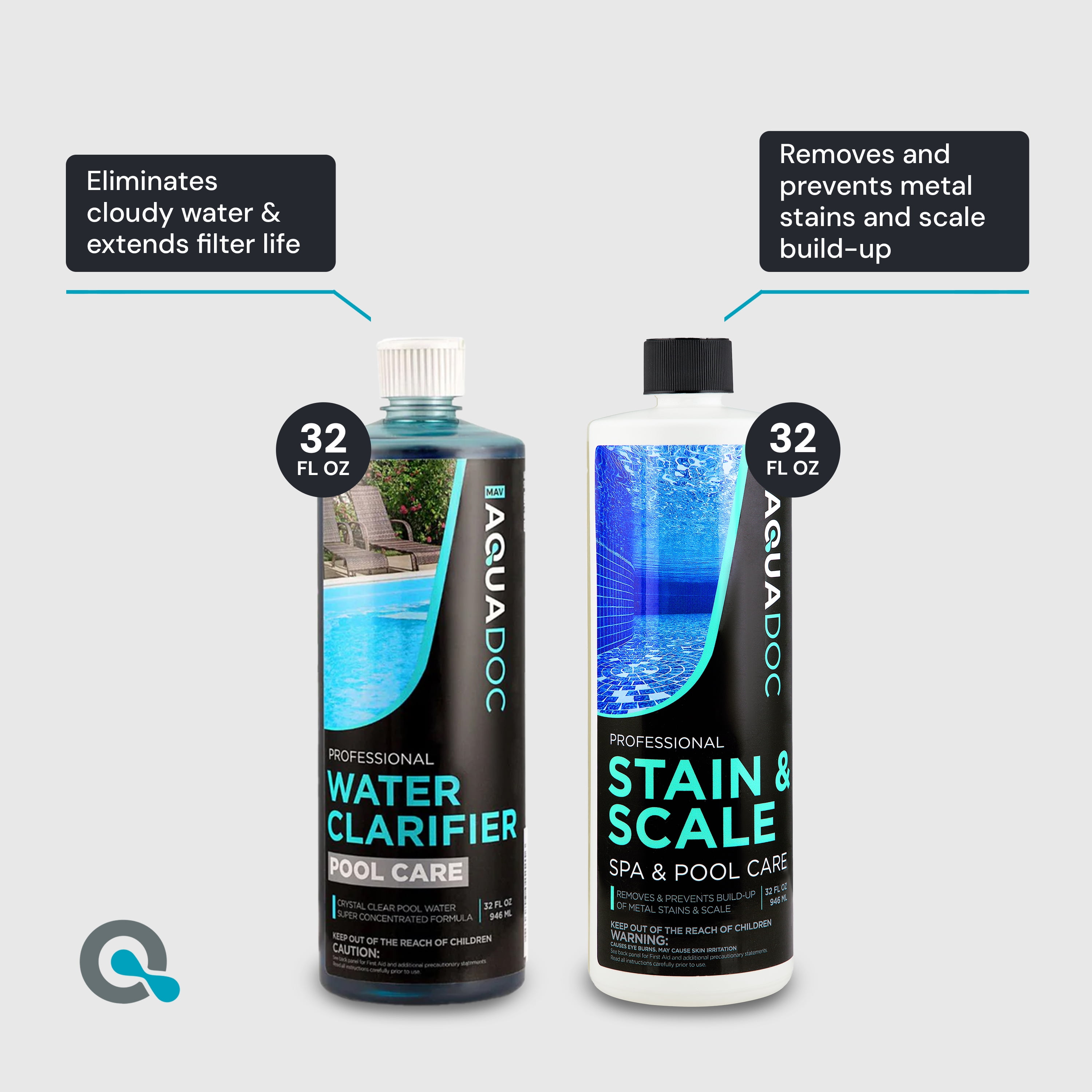 Pool Opening Kit - Pool Starter Kit for Inground Pool & Above Ground Pool Chemical Starter Kit to Open Your Pool - AquaDoc Pool Start Up Chemical Kit Designed for 15000 to 20000 Gallon Pool