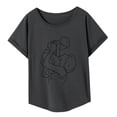 thumbnail image 4 of Camiseta de mujer con cuello redondo, informal, recuerdo, moda de verano, para trabajo de oficina M, 4 of 8