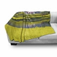 thumbnail image 3 of Yellow Flower Soft Flannel Fleece Blanket, Rural Spring Scenery in Northern Shaanxi China Blossoming Farmland, Cozy Plush for Indoor and Outdoor Use, 50" x 60", Hunter Green Yellow, by Ambesonne, 3 of 6