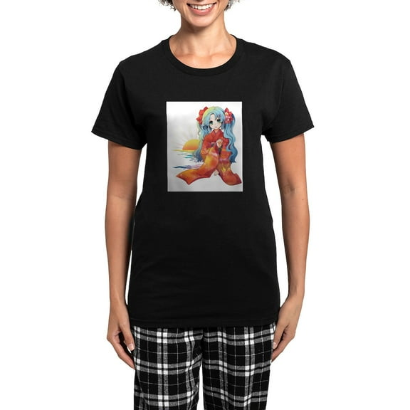 CafePress - Moe11 Pajamas - Women's Short Sleeve Print T-Shirt and Pants Dark Cotton Pajama Set