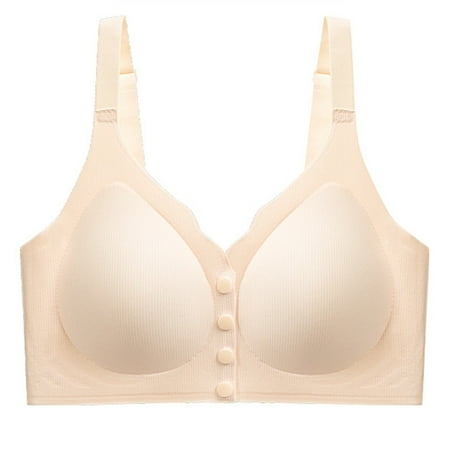 Yghzkop Womens Comfortable Wireless Bras Solid Color Front Closure Seamless Push Up Cami Plus Size Bra Stretch Fabric Casual Outfits Everyday Comfort T-Shirt Bra
