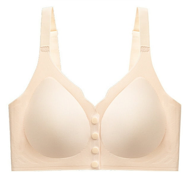 Bocqde Women's Front Button Closure Bra Light Breathable Full Coverage Soft Support Bras Gathering Push Up Bralettes Without Steel Rims