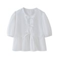 thumbnail image 1 of Camisa de verano con tirantes, blusa de leopardo con cordones, Top corto de manga abombada, ropa de verano para mujer, 1 of 4