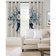 thumbnail image 2 of Blue Spring Floral Blackout Curtains, Light Blocking Print Window Curtains, Watercolor Summer Flowers Vintage Thermal Insulated Window Drapes for Living Room Kitchen Cafe 2 Panels, 104"W x 52"L, 2 of 9