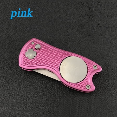 7Colors Solid Training Stainless Steel Durable Pitch Groove Cleaner Golf Pitchfork Divot Repair Tool Putting Green Fork PINK