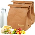 thumbnail image 4 of 2 Pcs Insulated Brown Paper Lunch Bags, Reusable Lunch Bag Large Retro Sacks Thermal Insulation Food Storage Handbag for Adults Office Work Picnic Travel Snacks - 7.8"L x 5.9"W x 11.8", 4 of 7