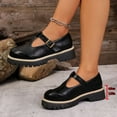 thumbnail image 6 of Women's Mary Jane Platform Shoes, Faux Leather Adjustable Buckle Loafers, Non-Slip Chunky Sole Wide Width Casual Dress Shoes for Daily Work Spring, Black/Brown, 6 of 10