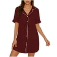 thumbnail image 7 of gakvbuo Summer Button Down Shirt Dress for Women Homecoming Pajama Nightgown Dresses Solid Color Short Sleeve V-Neck Turndow Collared Sleeping Mini Dress Long Night Skirt,S-31XL, 7 of 7