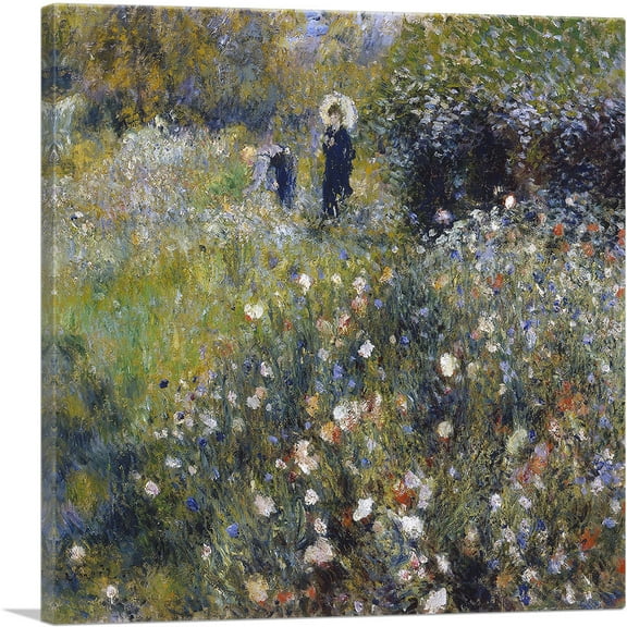 ARTCANVAS Woman with a Parasol in a Garden 1875 Canvas Art Print by Pierre-Auguste Renoir - Size: 18" x 18" (0.75" Deep)