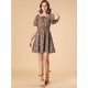 thumbnail image 3 of Vestido de cuello cuadrado con estampado floral para mujer Negro XL, 3 of 6