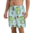 thumbnail image 2 of Bixox Men's Cute Floral Frog printing Casual Classic Fit Short Summer Beach Shorts, 2 of 6