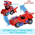 thumbnail image 2 of Toy Cars for Boys 3-6 Year Old Girls with LED Light and Music, Automatic Transforming Dinosaur Car Toys Birthday Gifts for Kids Toddlers, Red, 2 of 7