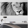 thumbnail image 2 of wall26 - 3 Piece Canvas Wall Art - Close Up of Male Lion, B&amp;W - Modern Home Art Stretched and Framed Ready to Hang - 24"x36"x3 Panels, 2 of 5