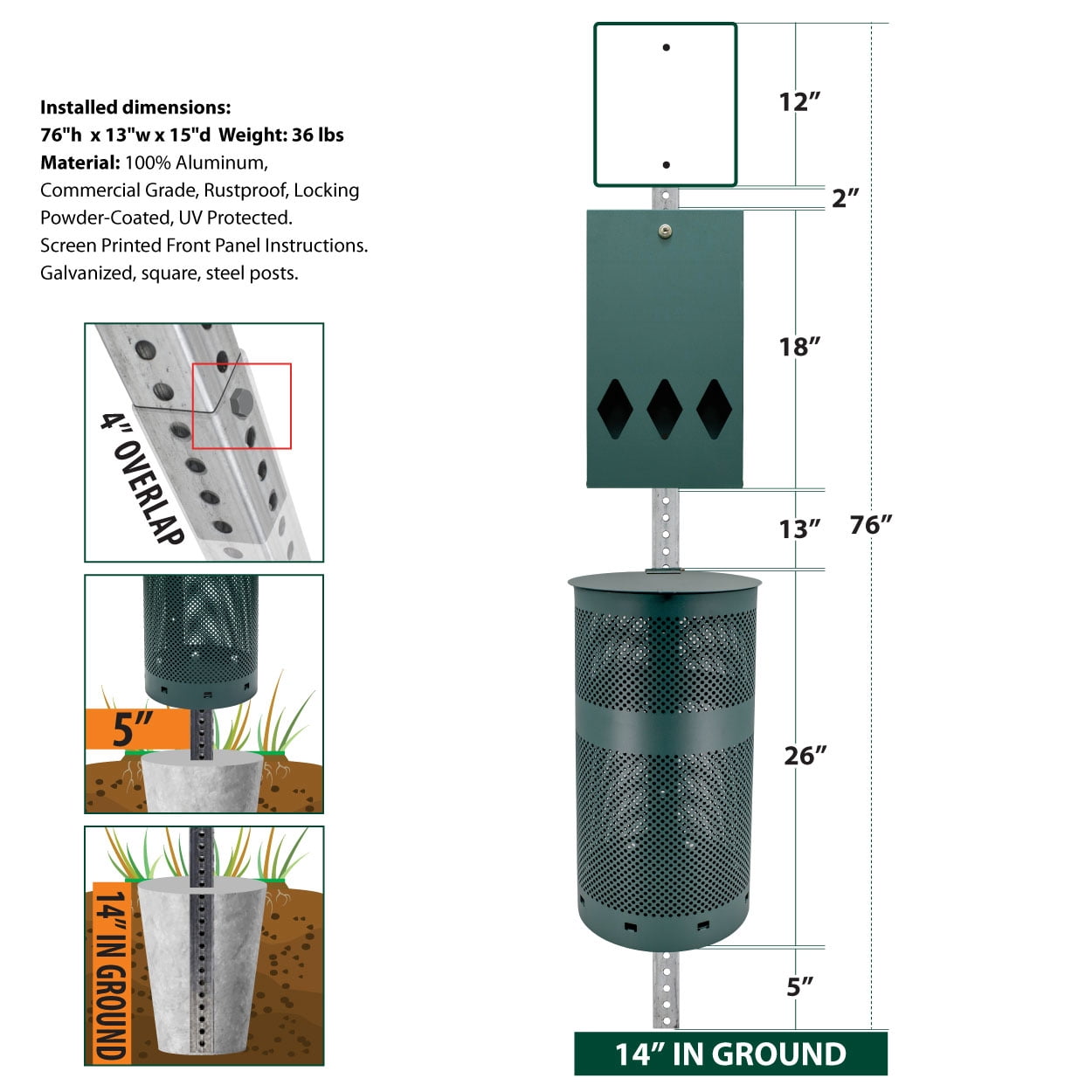 Pet Waste Station / Dog Waste Stations - Everything Included - Free 400 dog waste bags and 25 can liners