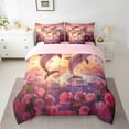 thumbnail image 2 of Dolphin Comforter Set 7 Piece Bed in a Bag Twin,Love Heart Shaped Rose Bedding Set Flowers Ocean Sheet Sets with Comforter Nautical Sea Animal Bed Set,Pastel Pink Room Decor, 2 of 4