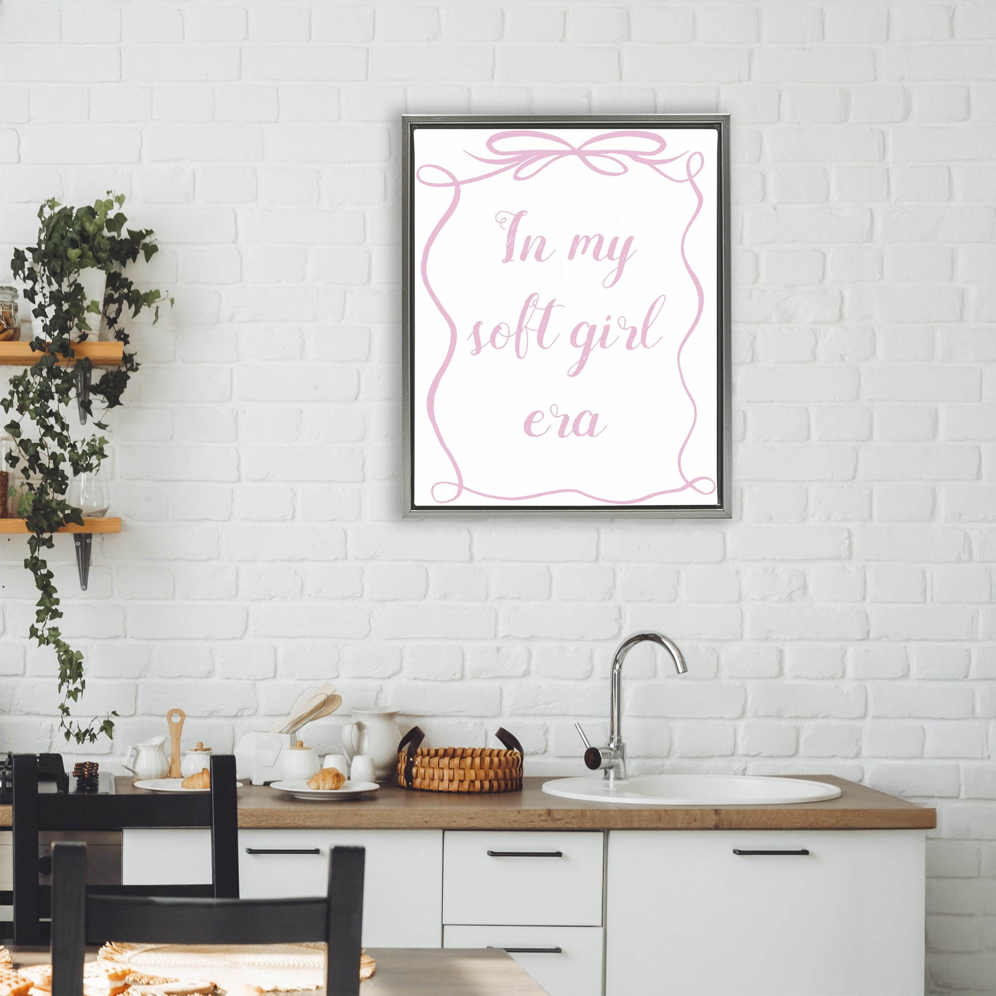 Stupell Industries In My Soft Girl Era Gray Framed Floater Canvas Wall Art, design by Lucille Price