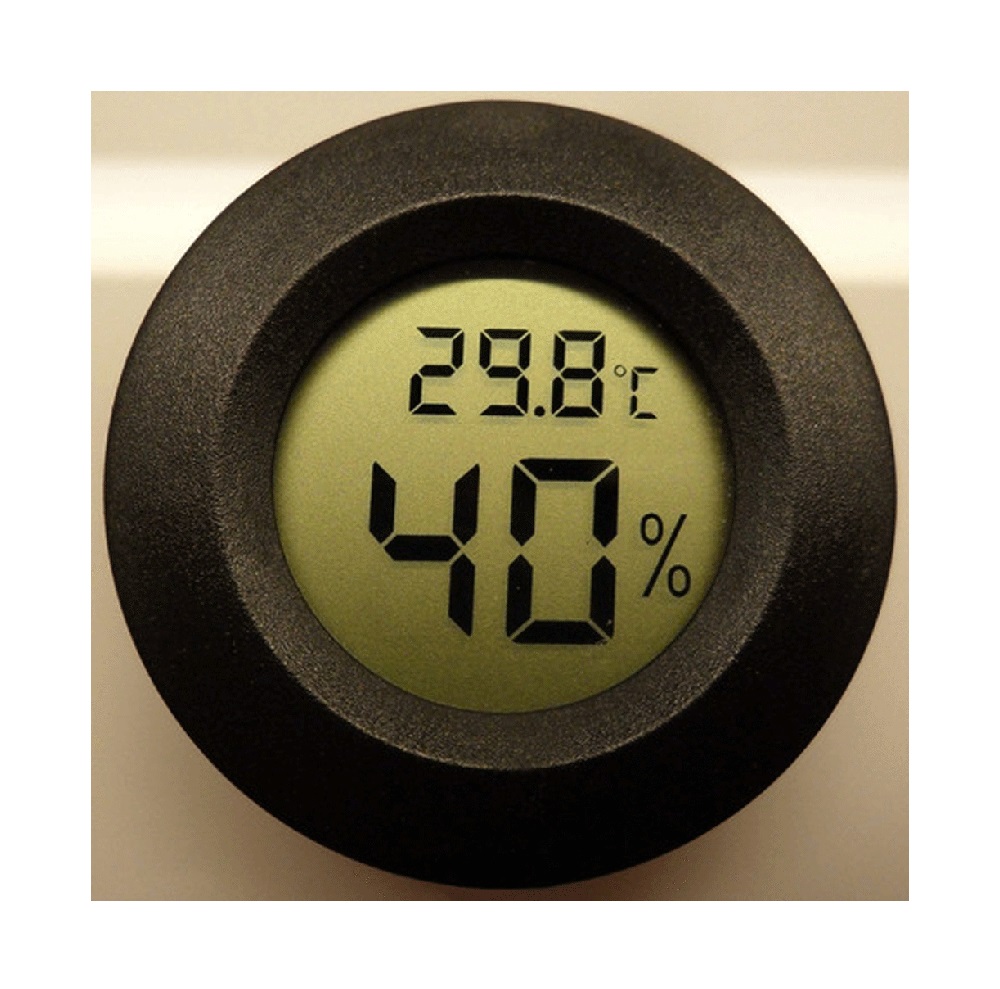 Digital Cigar Humidor Hygrometer Thermometer Temperature Round Black