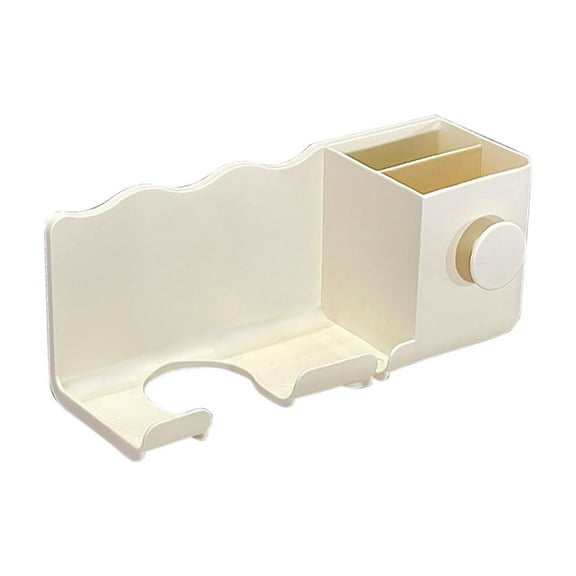 Blow Dryer Holder Stand Wall-mounted Hair Dryer Rack Styling Tool Organizer for Bathroom Decor No Drilling (White)