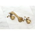 thumbnail image 2 of Kingston Brass KS7023TX French Country Two-Handle Wall Mount Roman Tub Faucet, Antique Brass, 2 of 6