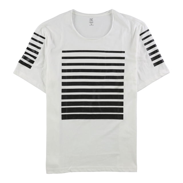 Camiseta estampada a rayas INC para hombre blanca pequeña