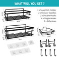 thumbnail image 6 of 9Pcs Black Stainless Steel Bathroom Shelf Set, Rustproof Waterproof Adhesive Shelves Rack with Soap Holder, Included Razor Hooks Small Hooks, 6 of 7