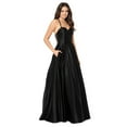 thumbnail image 3 of Blondie Nights Juniors Black Cage Back Crisscross Strap Ball Gown Dress, 3 of 3