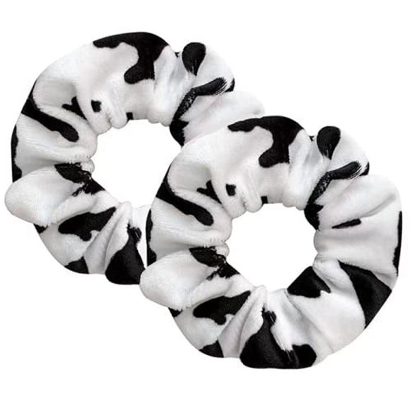 KDDOM 2 PCS Patrón de Vaca Terciopelo Coleteros para el Cabello Coleteros Elásticos Lazos para el Cabello Cuerda Accesorios para el Cabello para niñas y Mujeres