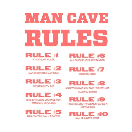 Man Cave Rules Vinyl Graphic Small Pink - 