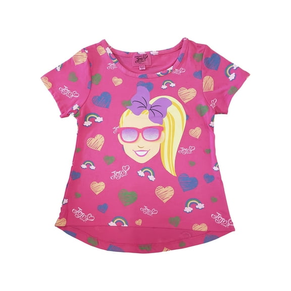 Jojo Siwa Girl Pink Rainbow Heart Print Short Sleeve T-Shirt Shirt Top XXS(4/5)