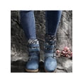 thumbnail image 6 of Frontwalk Womens Booties Zip Up Ankle Boot Mid Calf Flat Boots Casual Retro Bootie Ladies Buckle Strap Winter Shoes Blue 10.5, 6 of 6
