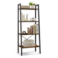 thumbnail image 1 of Patiojoy 4-Tier Ladder Bookshelf Industrial Wooden Bookcase with Metal Frame Anti-Toppling Device Rack Rustic Brown, 1 of 9