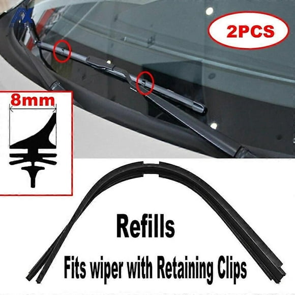 Pair of 26" 8mm Rubber Refills Front Wiper Refill Windscreen Windshield For Wiper with Retaining Clip Car Auto